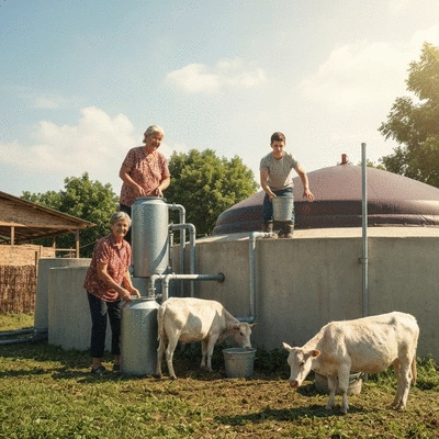 Farmers benefiting from biogas production