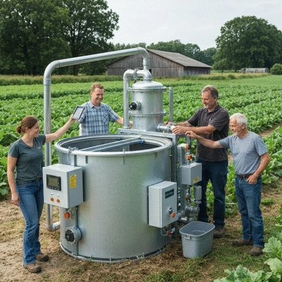 Farmers using anaerobic digesters