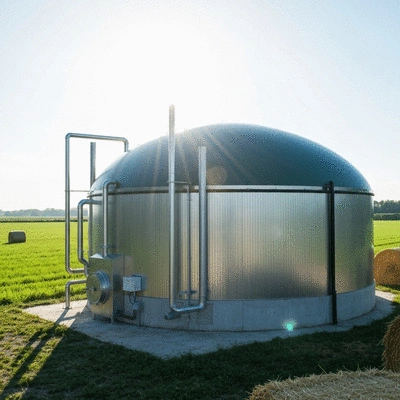 Biogas digester in action on a farm