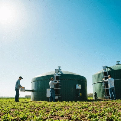 Farmers working with covered lagoon digesters