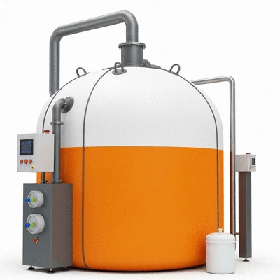 Balloon bag digester in use