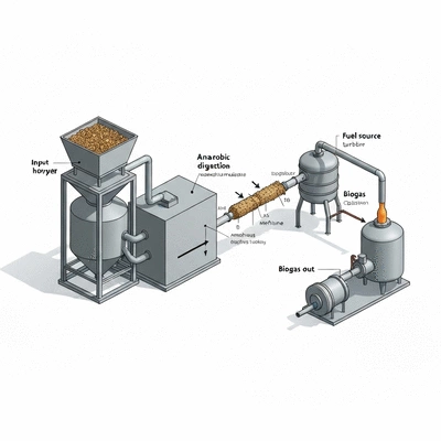 Biogas system process illustration